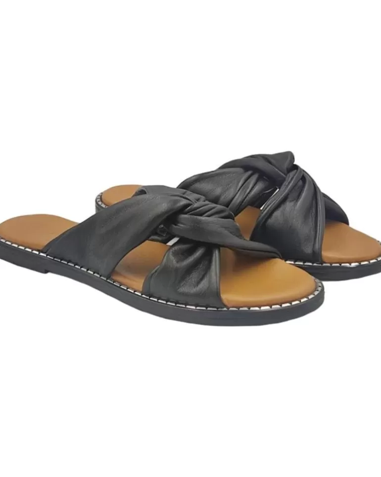 EPOCHE XI Sandalias De Mujer Y Niña Sandalia Plana Cruzada 704 Negro Cheap