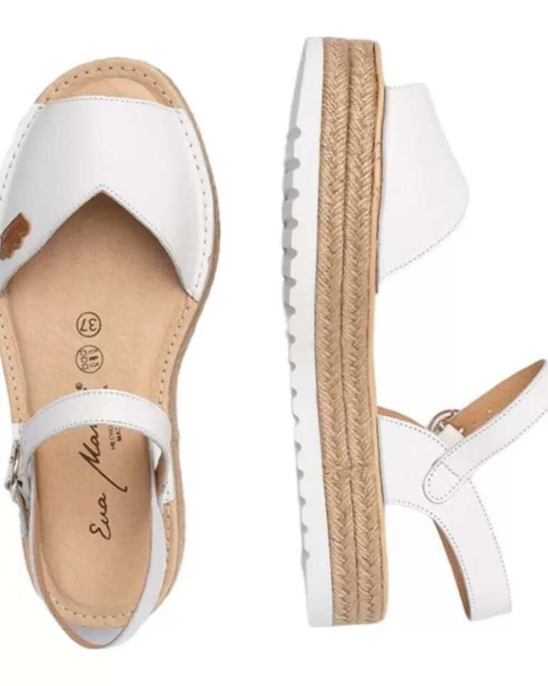 EVA MAÑAS Sandalias Eva Manas De Mujer Y Niña Nautico Piel Serraje 496 Blanco Flash Sale
