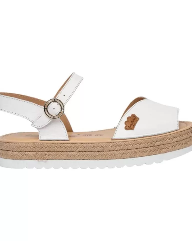 EVA MAÑAS Sandalias Eva Manas De Mujer Y Niña Nautico Piel Serraje 496 Blanco Flash Sale
