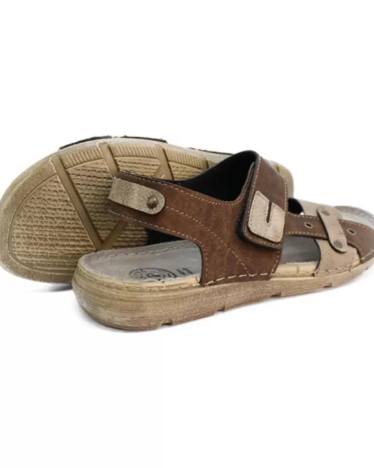 OTRAS MARCAS Sandalias De Hombre Arizona - Sandalia Bicolor Velcro Marrone-Safari Best