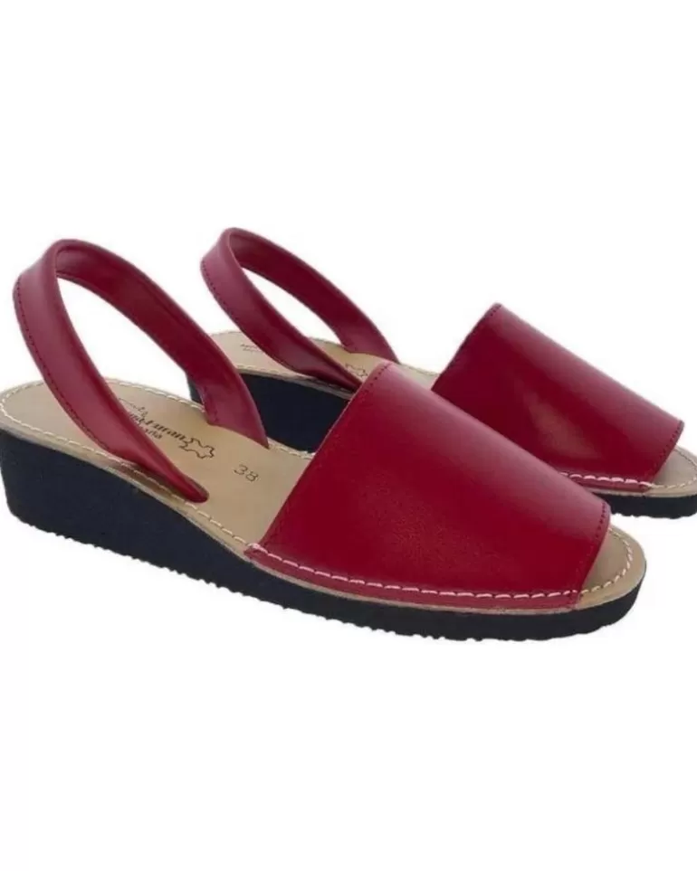 OTRAS MARCAS Sandalias De Mujer Menorquina Cua Piel Rojo New