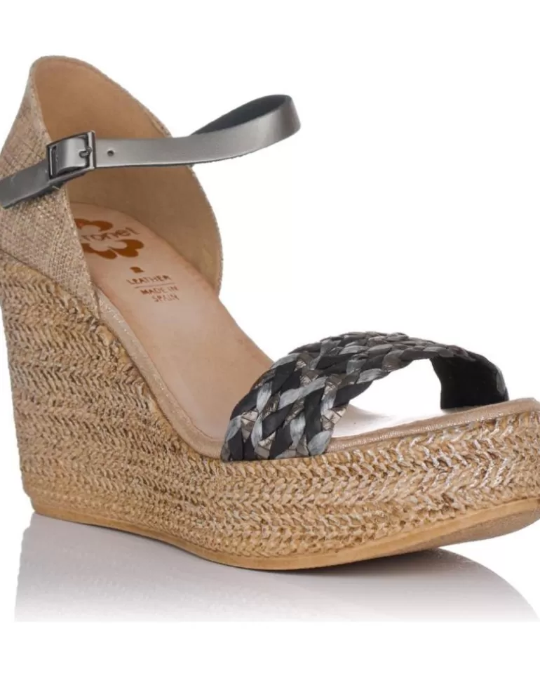 PORRONET Sandalias De Mujer Cuñas 2747 Metalizado Plateado Cheap