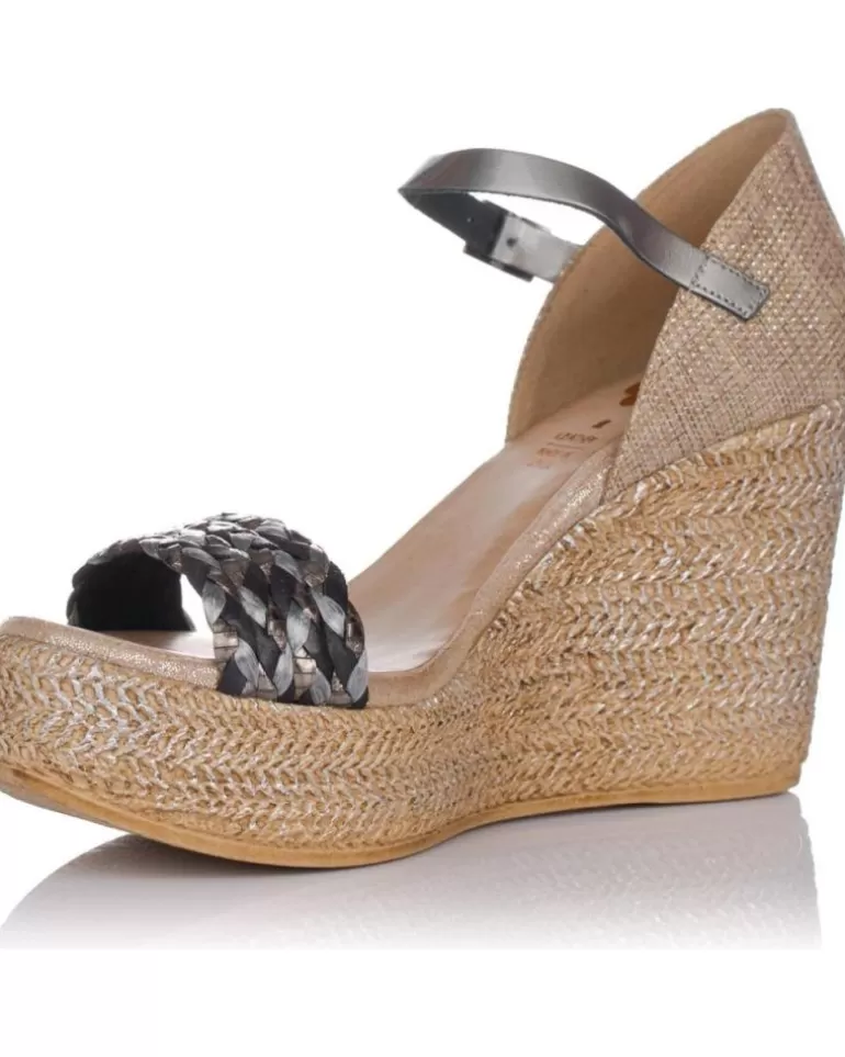 PORRONET Sandalias De Mujer Cuñas 2747 Metalizado Plateado Cheap