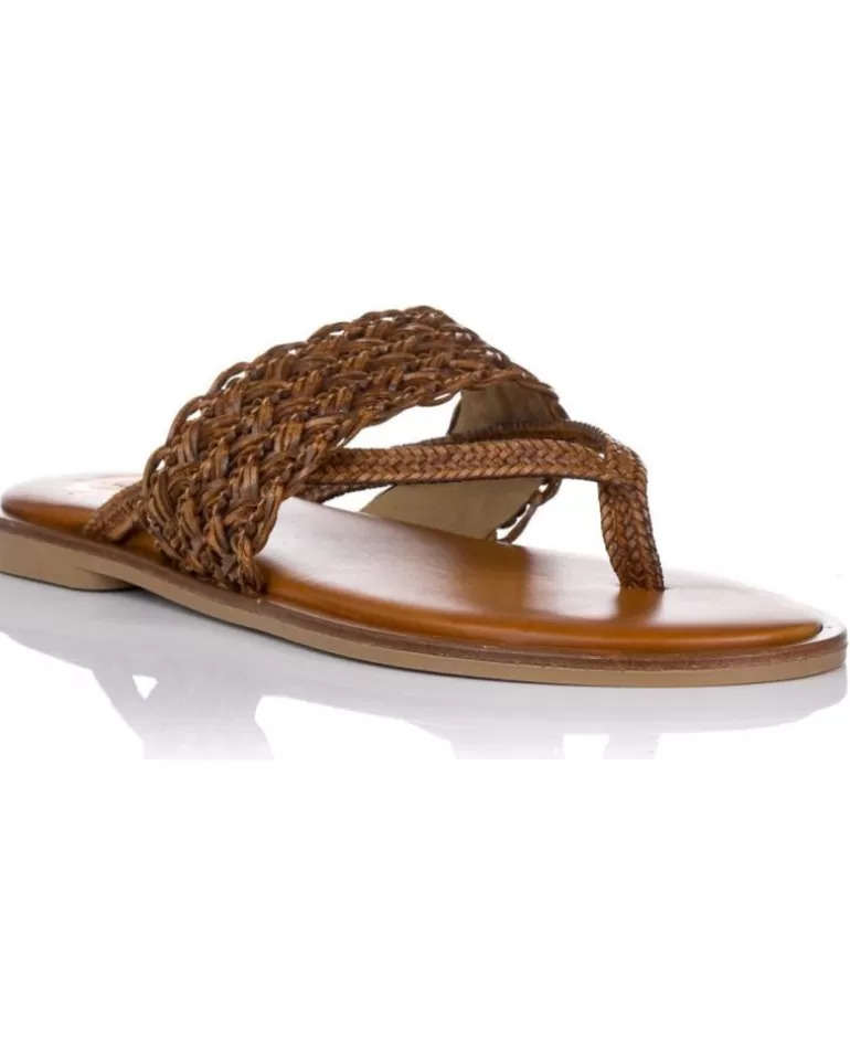PORRONET Sandalias De Mujer Sandalias Planas 2815 Marron Marron New