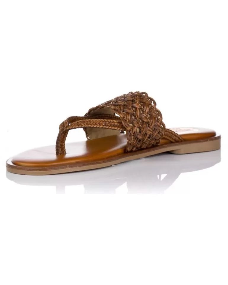 PORRONET Sandalias De Mujer Sandalias Planas 2815 Marron Marron New