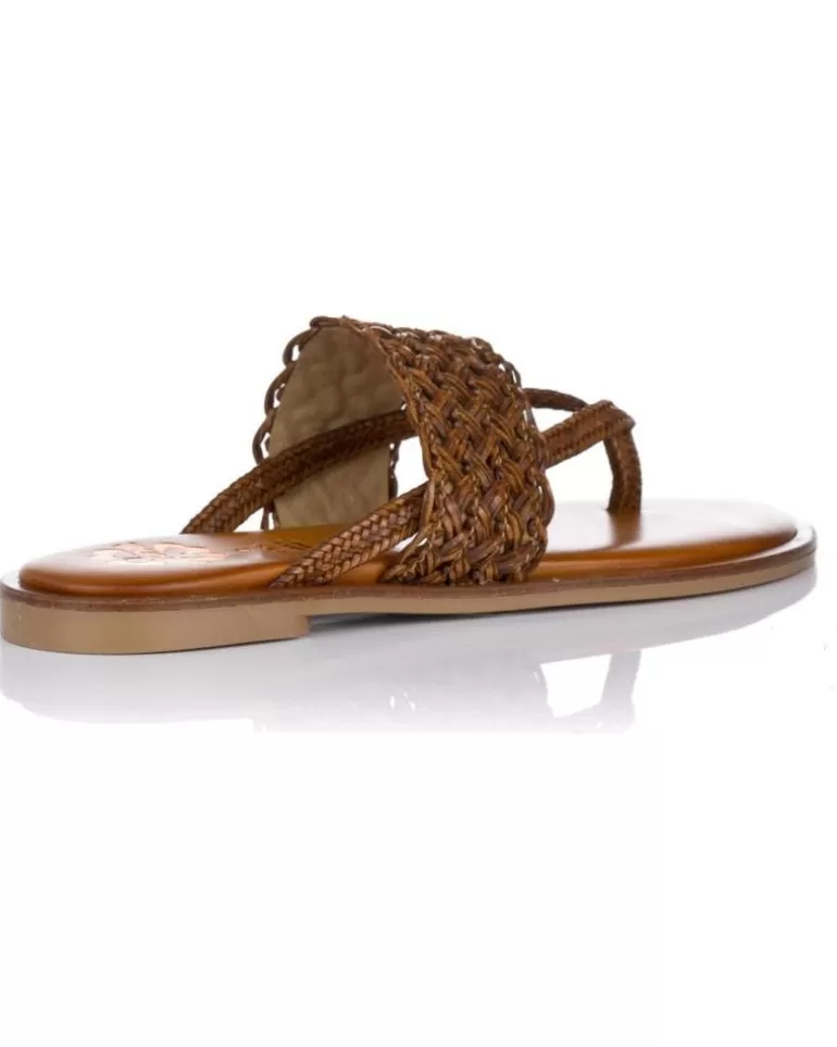 PORRONET Sandalias De Mujer Sandalias Planas 2815 Marron Marron New