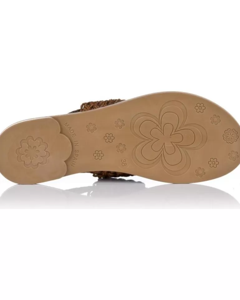 PORRONET Sandalias De Mujer Sandalias Planas 2815 Marron Marron New