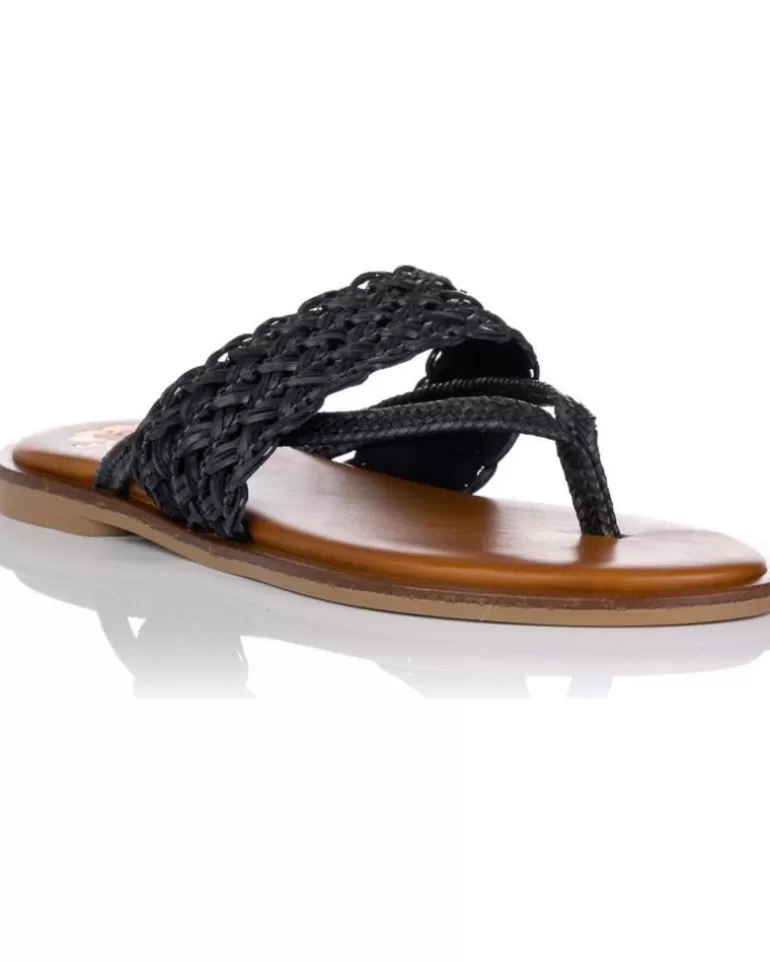 PORRONET Sandalias De Mujer Sandalias Planas 2815 Negras Negro Clearance