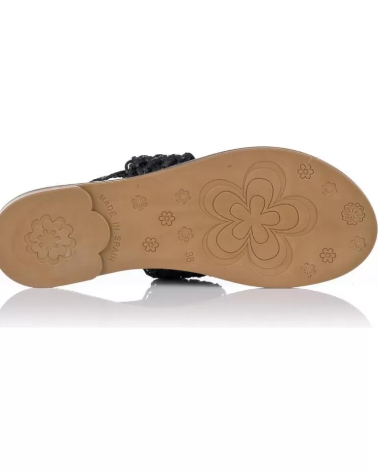 PORRONET Sandalias De Mujer Sandalias Planas 2815 Negras Negro Clearance