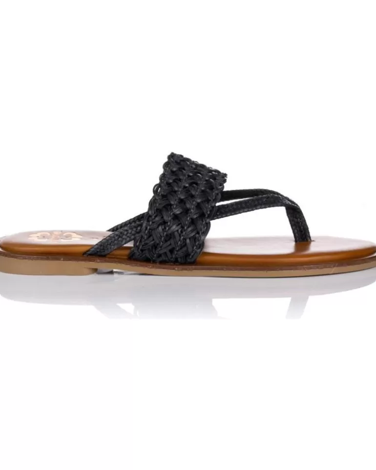 PORRONET Sandalias De Mujer Sandalias Planas 2815 Negras Negro Clearance