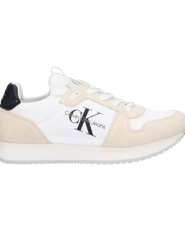 CALVIN KLEIN Zapatillas Deporte De Mujer Yw0Yw00840 Sock Laceup 03A Bright White-Creamy White-Black Cheap