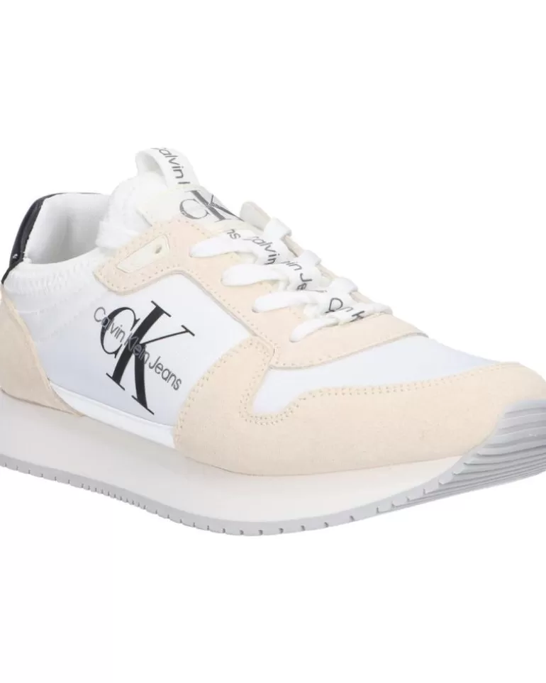 CALVIN KLEIN Zapatillas Deporte De Mujer Yw0Yw00840 Sock Laceup 03A Bright White-Creamy White-Black Cheap