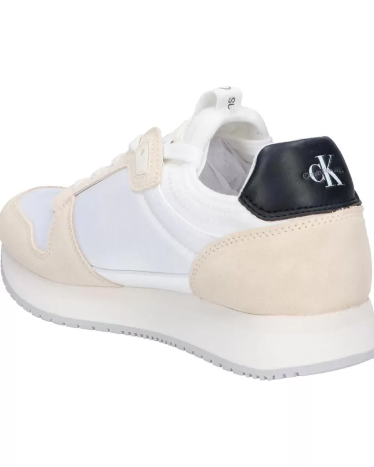CALVIN KLEIN Zapatillas Deporte De Mujer Yw0Yw00840 Sock Laceup 03A Bright White-Creamy White-Black Cheap