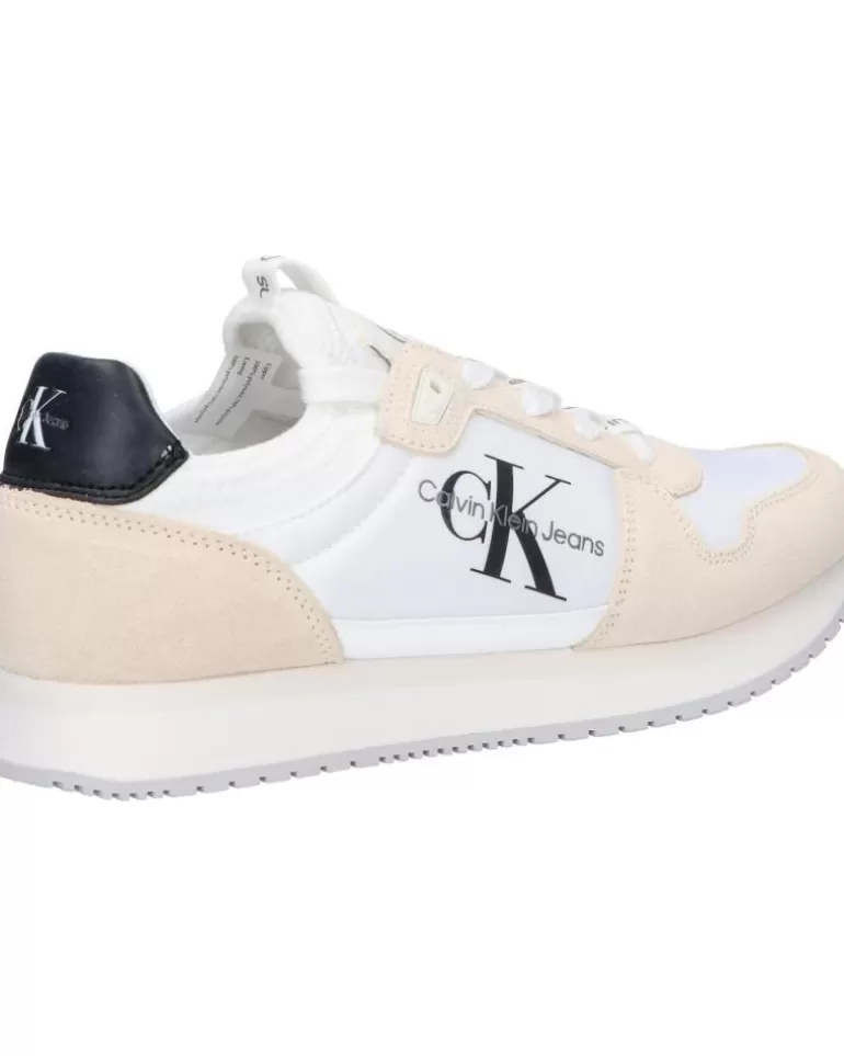 CALVIN KLEIN Zapatillas Deporte De Mujer Yw0Yw00840 Sock Laceup 03A Bright White-Creamy White-Black Cheap