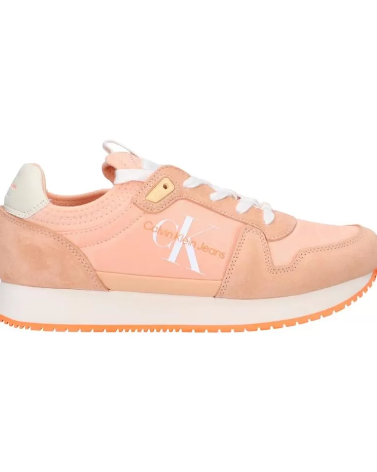 CALVIN KLEIN Zapatillas Deporte De Mujer Yw0Yw00840 Sock Laceup 0Jl Apricot Ice-Bright White Clearance
