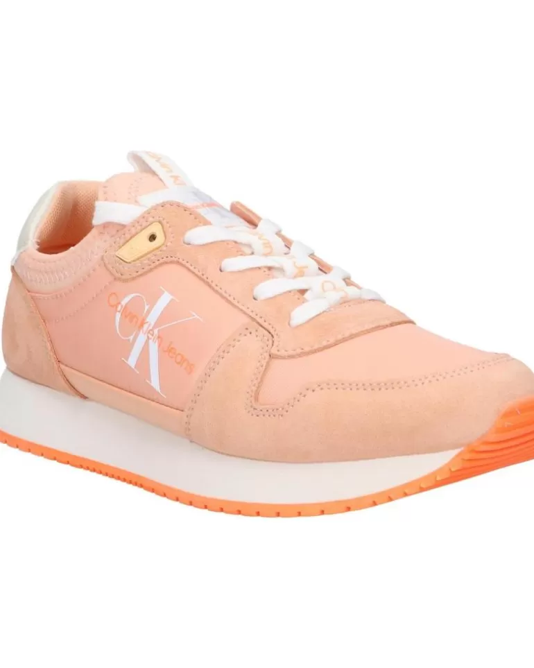 CALVIN KLEIN Zapatillas Deporte De Mujer Yw0Yw00840 Sock Laceup 0Jl Apricot Ice-Bright White Clearance