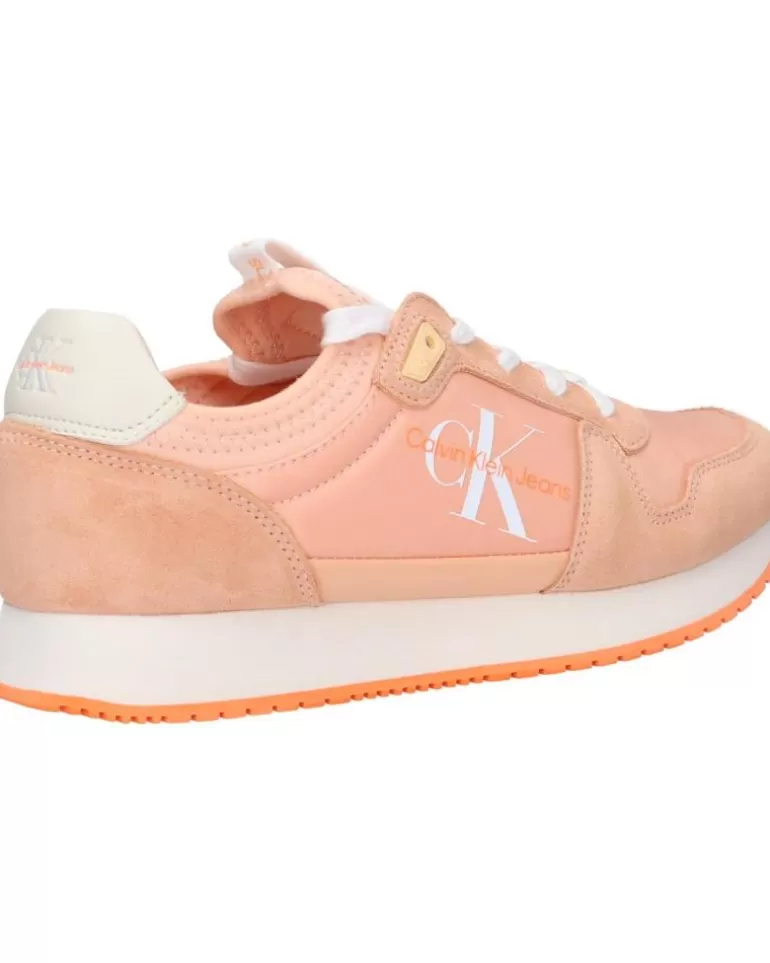 CALVIN KLEIN Zapatillas Deporte De Mujer Yw0Yw00840 Sock Laceup 0Jl Apricot Ice-Bright White Clearance