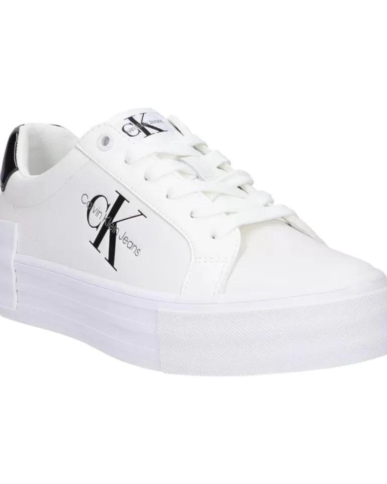 CALVIN KLEIN Zapatillas Deporte De Mujer Yw0Yw01294 Bold Vulc Flatf 01W Bright White-Black Best
