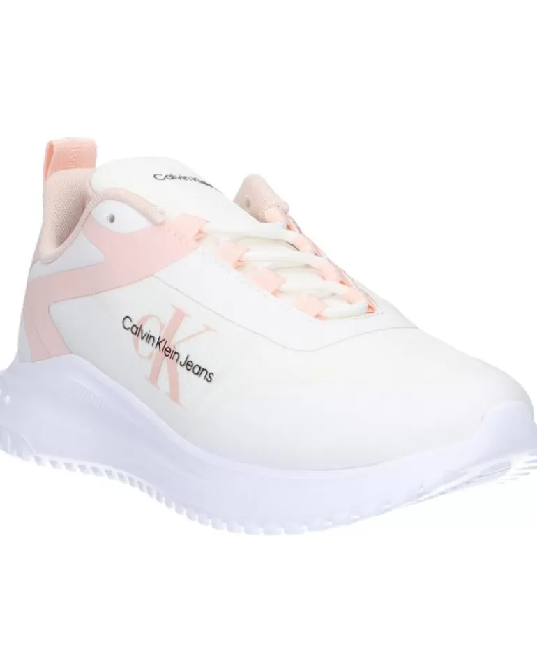 CALVIN KLEIN Zapatillas Deporte De Mujer Yw0Yw01442 Eva Runner Low 01U Bright White-Peach Blush Sale