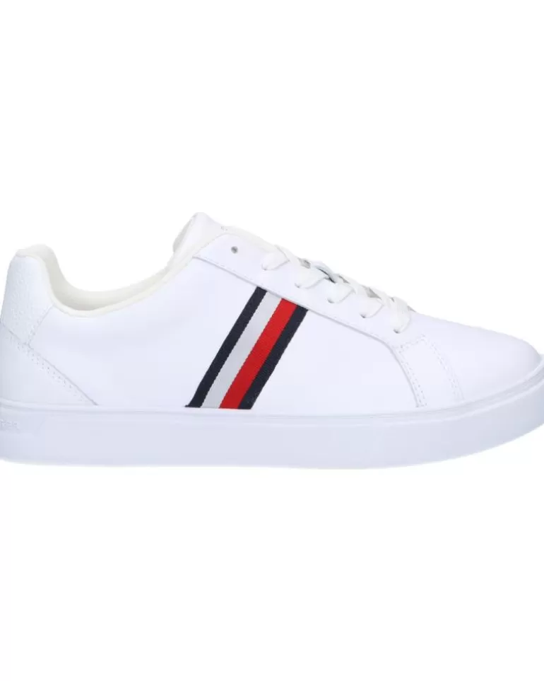 TOMMY HILFIGER Zapatillas Deporte De Mujer Fw0Fw07779 Essential Court Sneaker Stripes Ybs White Best Sale