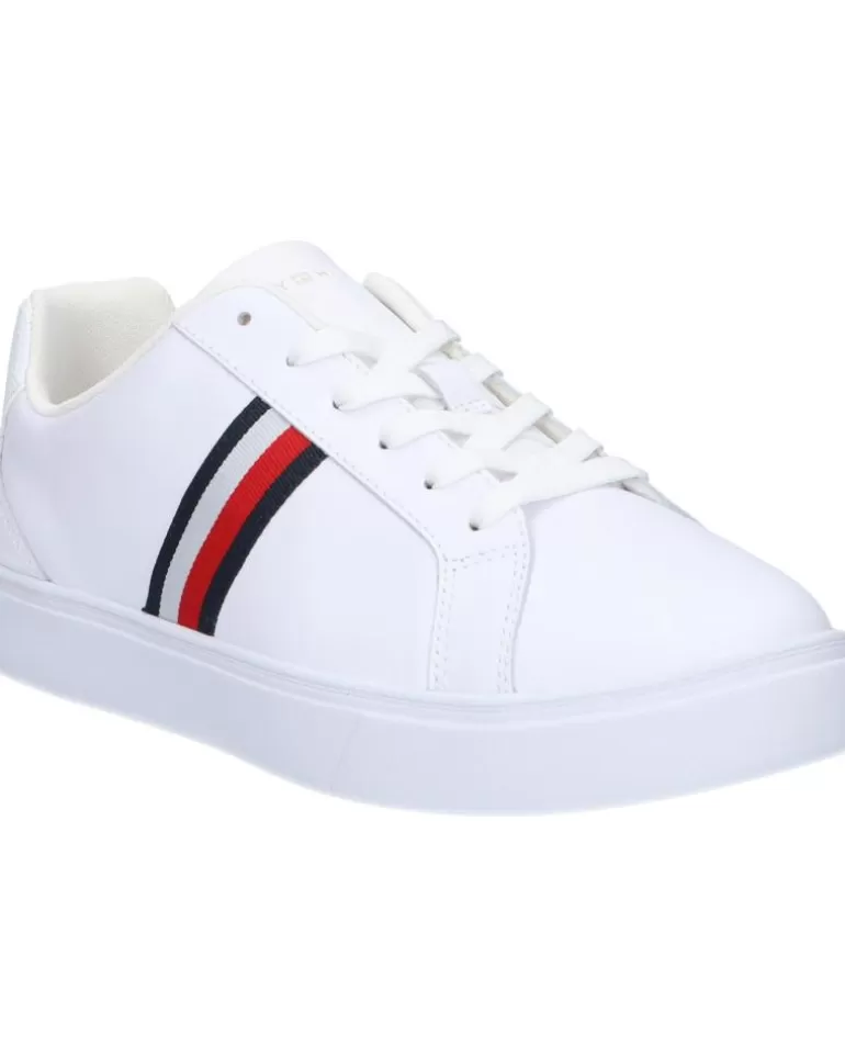 TOMMY HILFIGER Zapatillas Deporte De Mujer Fw0Fw07779 Essential Court Sneaker Stripes Ybs White Best Sale
