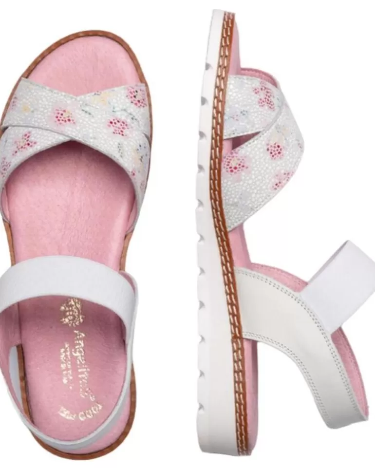 ANGELITOS Zapatos De Mujer Y Niña Sandalia H Flor Ang626 Blanco New