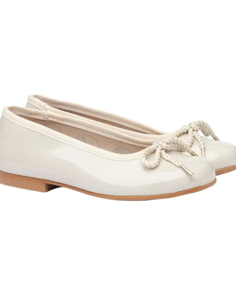 ANGELITOS Zapatos De Niña Bailarina Ceremonia Charol 1569 Beige Discount