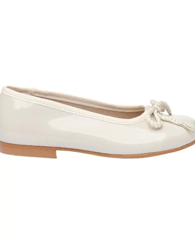 ANGELITOS Zapatos De Niña Bailarina Ceremonia Charol 1569 Beige Discount