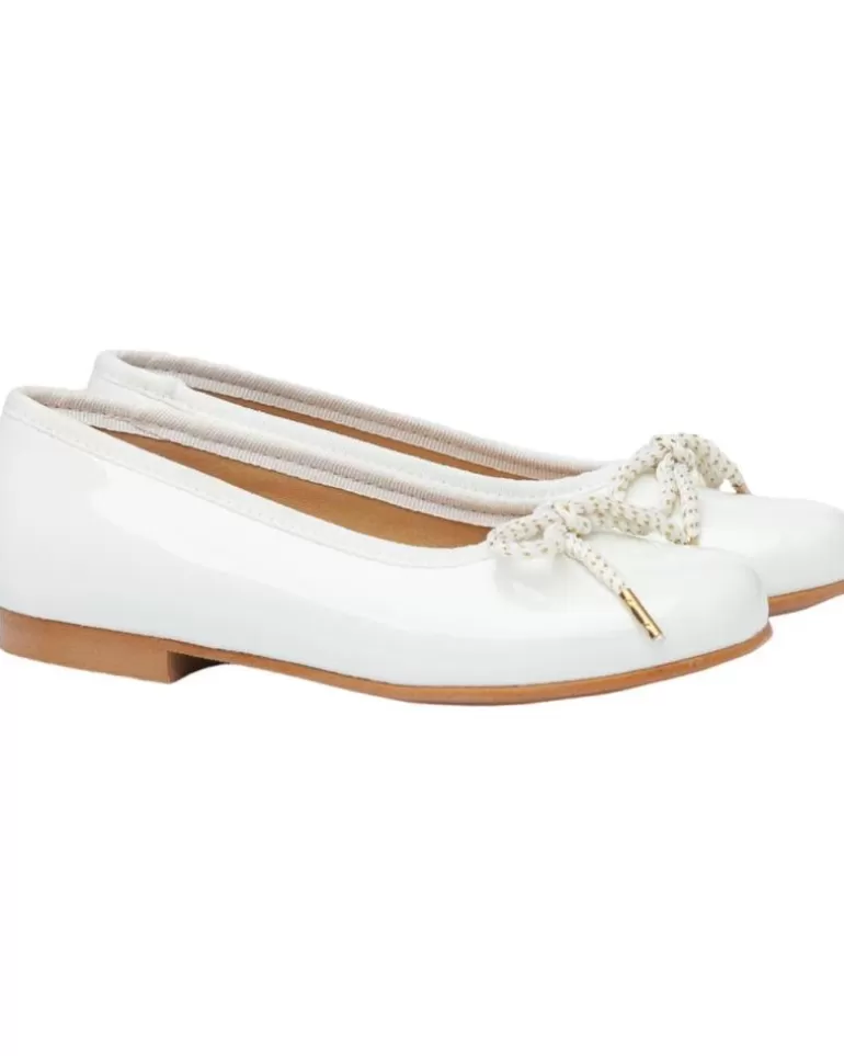 ANGELITOS Zapatos De Niña Bailarina Ceremonia Charol 1569 Blanco Flash Sale