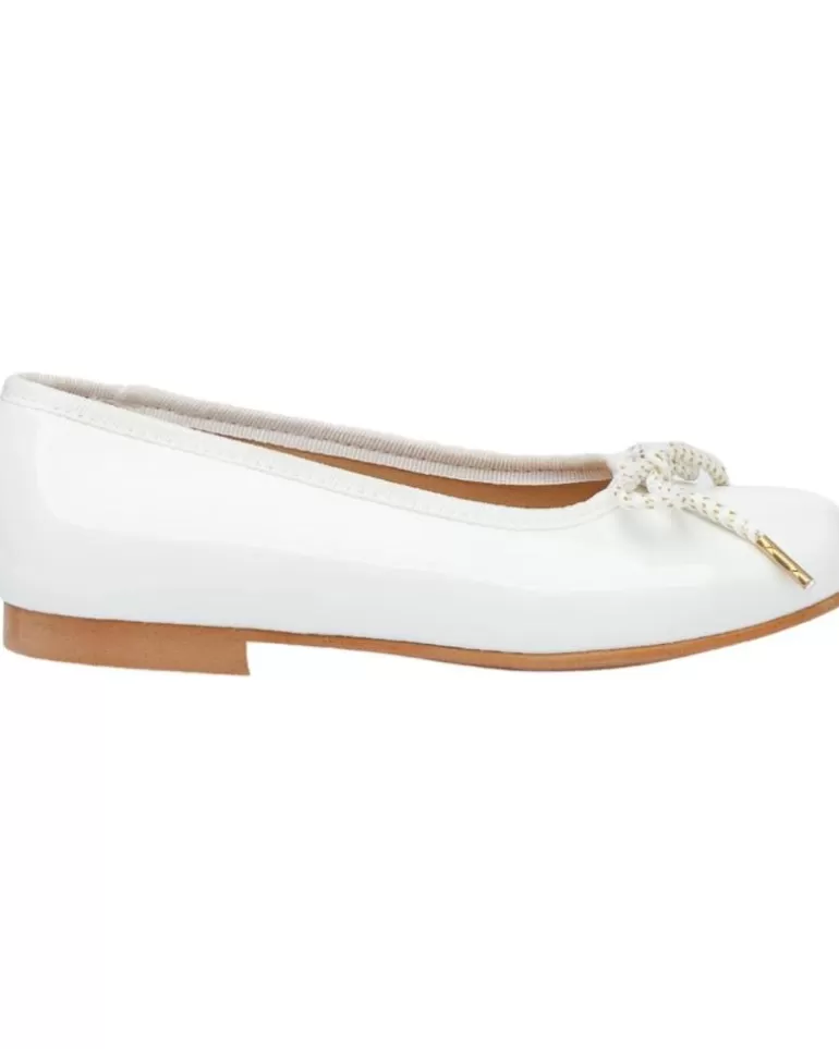 ANGELITOS Zapatos De Niña Bailarina Ceremonia Charol 1569 Blanco Flash Sale