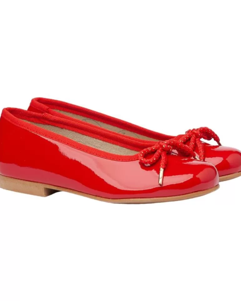 ANGELITOS Zapatos De Niña Bailarina Ceremonia Charol 1569 Rojo Sale