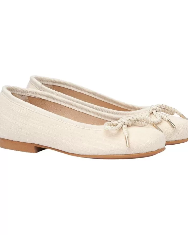 ANGELITOS Zapatos De Niña Bailarina Ceremonia Piel 1568 Beige New