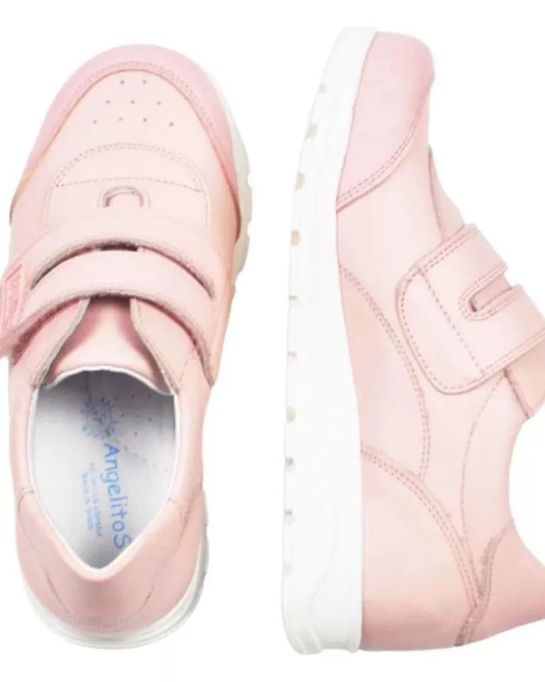 ANGELITOS Zapatos De Niña Deportivo Escolar Piel 903 Rosa Discount