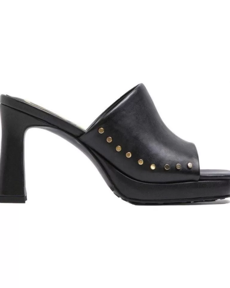 CUPLE Zapatos De Tacón De Mujer Zueco Tachas 107105-001 Negro Cheap