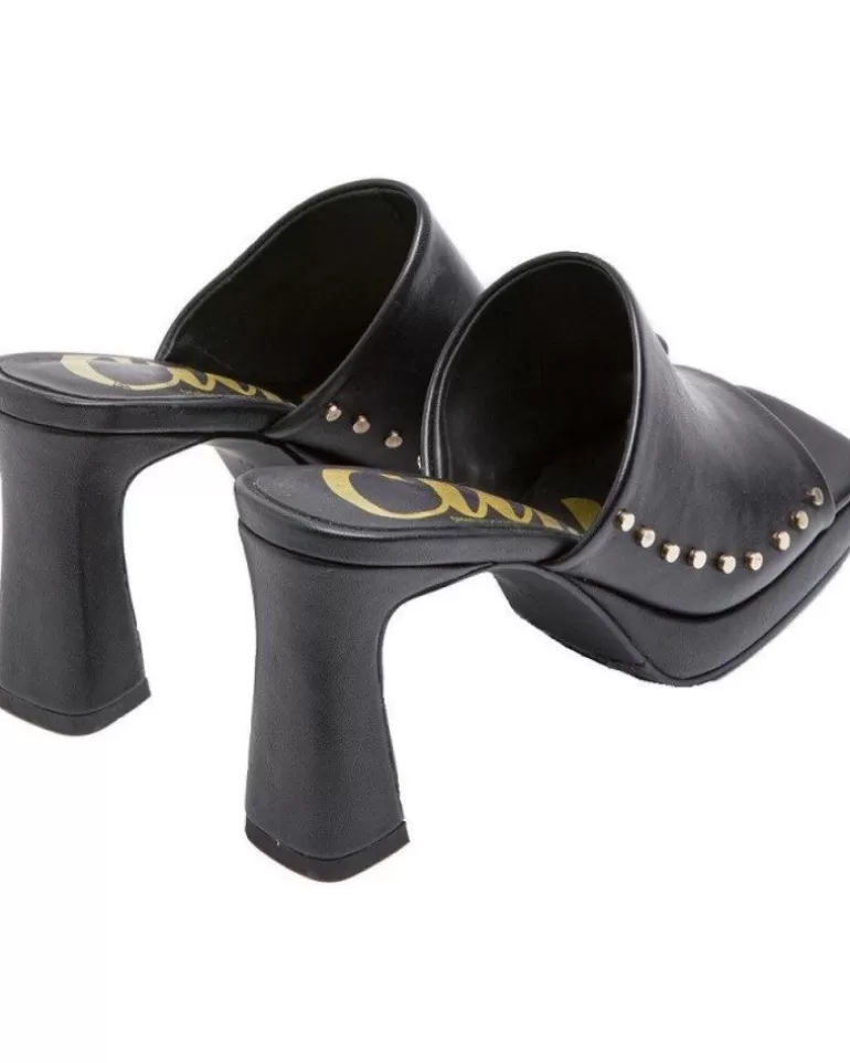 CUPLE Zapatos De Tacón De Mujer Zueco Tachas 107105-001 Negro Cheap