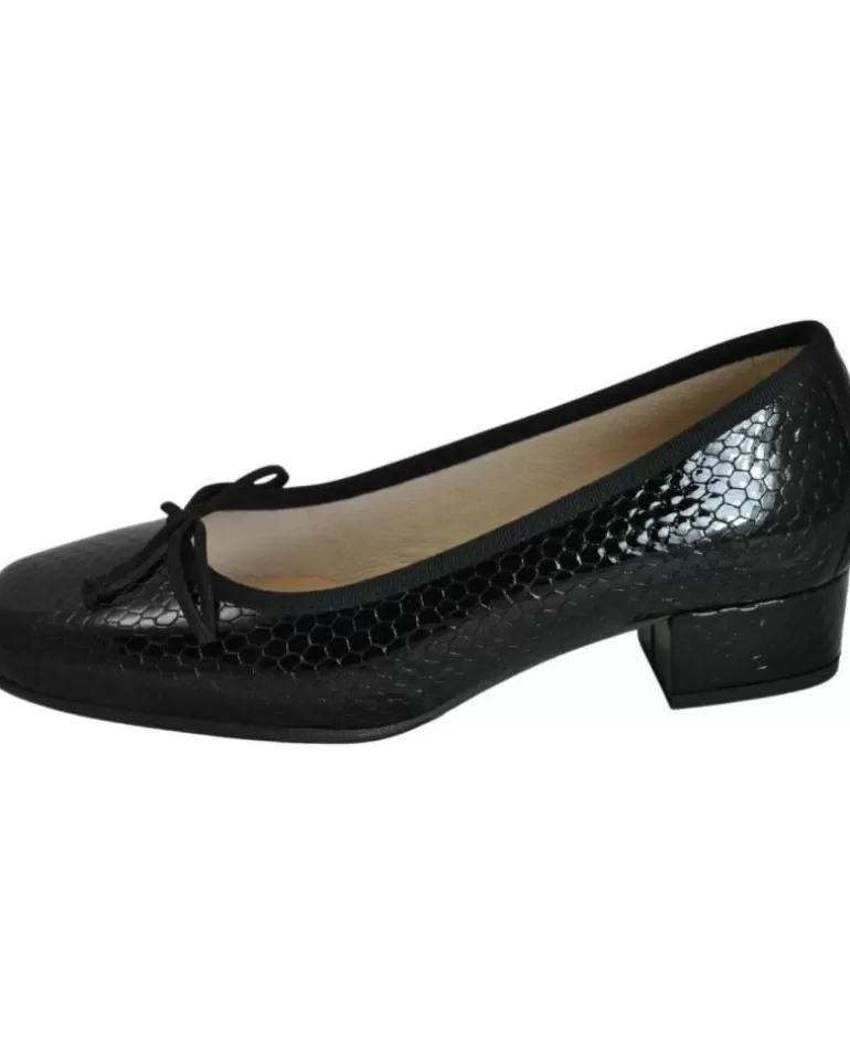 DCHICAS Zapatos De Tacón De Mujer - Manoletina Tacón Bajo De Piel Para Mujer Modelo Negro Clearance