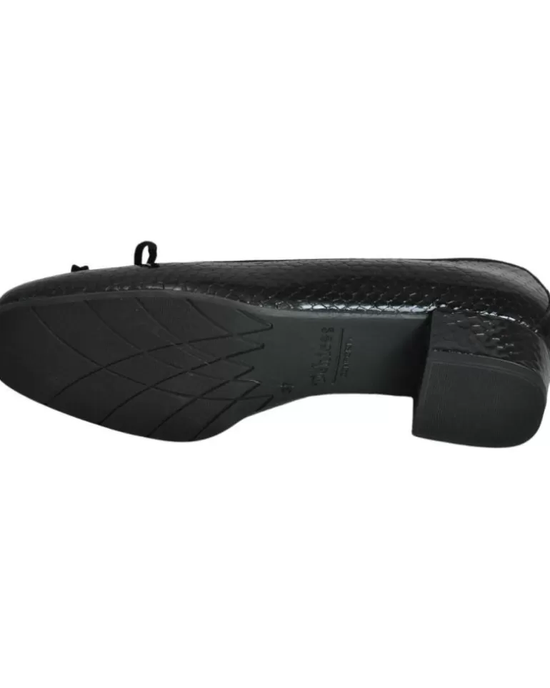 DCHICAS Zapatos De Tacón De Mujer - Manoletina Tacón Bajo De Piel Para Mujer Modelo Negro Clearance