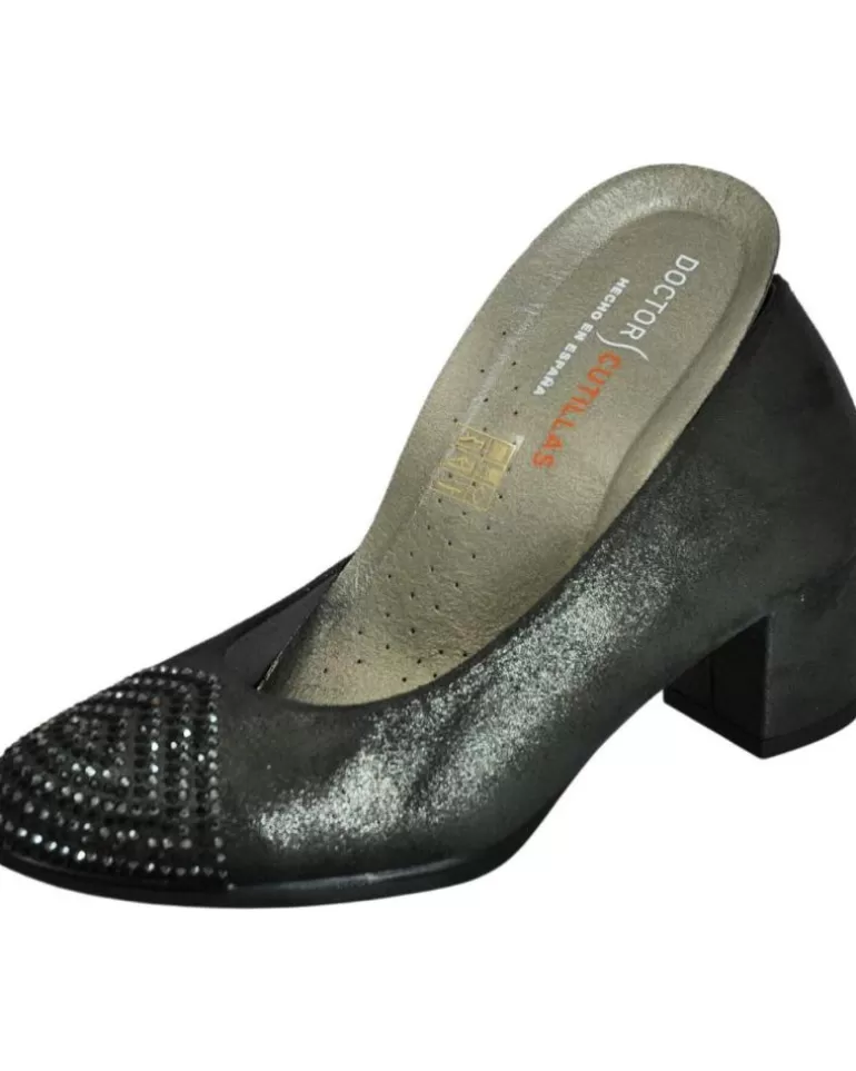 D`CUTILLAS Zapatos De Tacón De Mujer Doctor Utillas - Zapato De Tacón Mujer Corte Salon Ancho Antracita Best Sale