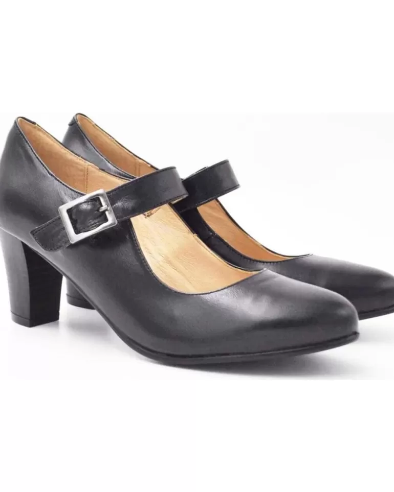 EVA MAÑAS Zapatos De Tacón Eva Manas De Mujer Salon Baile De Piel 1504 Negro Store