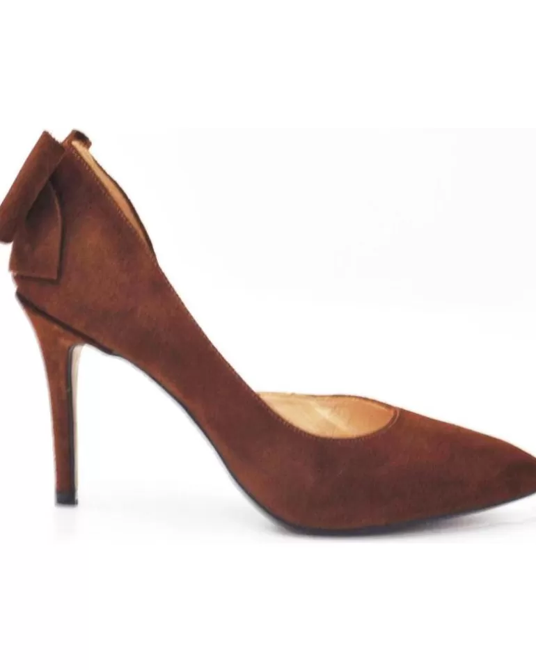 EVA MAÑAS Zapatos De Tacón Eva Manas De Mujer Salon De Piel Abierto Lateral Lazo Trasero 1502 Cuero Flash Sale