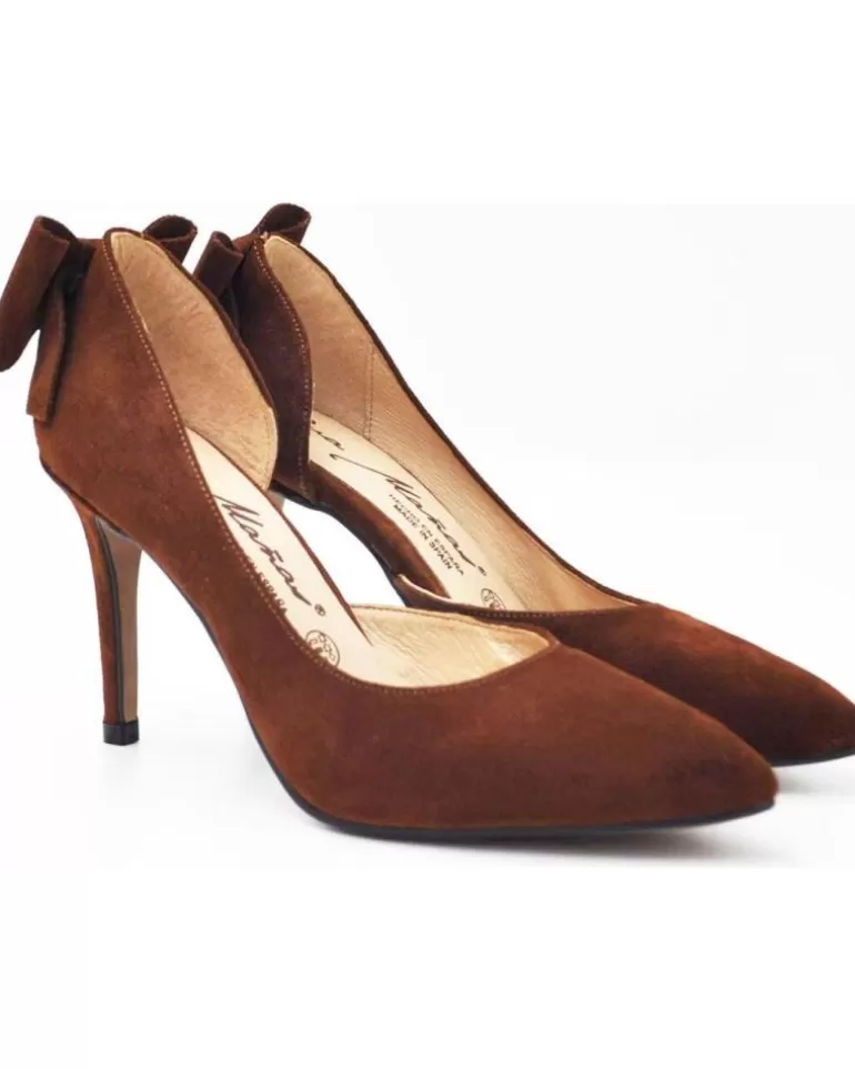 EVA MAÑAS Zapatos De Tacón Eva Manas De Mujer Salon De Piel Abierto Lateral Lazo Trasero 1502 Cuero Flash Sale