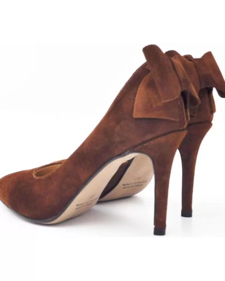 EVA MAÑAS Zapatos De Tacón Eva Manas De Mujer Salon De Piel Abierto Lateral Lazo Trasero 1502 Cuero Flash Sale