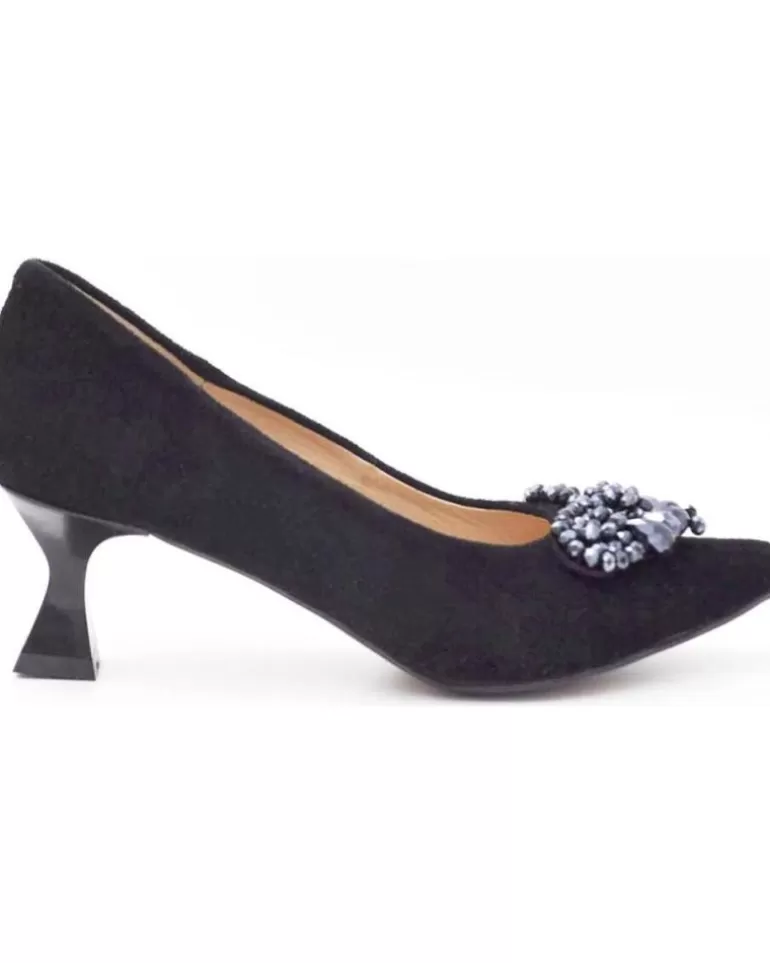 EVA MAÑAS Zapatos De Tacón Eva Manas De Mujer Salon De Piel Fiesta Con Adorno 1503 Negro Clearance
