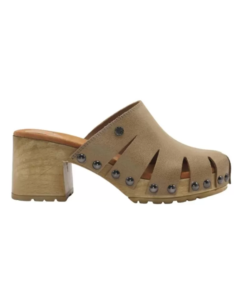 PORRONET Zapatos De Tacón De Mujer Zueco 2981 Arena Clearance