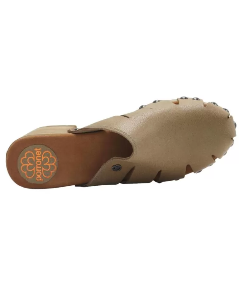 PORRONET Zapatos De Tacón De Mujer Zueco 2981 Arena Clearance