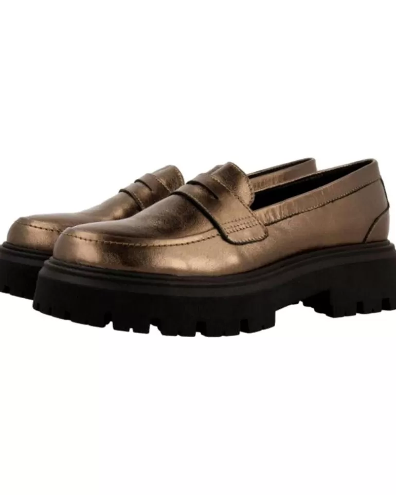 GIOSEPPO Zapatos De Mujer Mocasines Metalizados Mujer 70197 Marron Flash Sale
