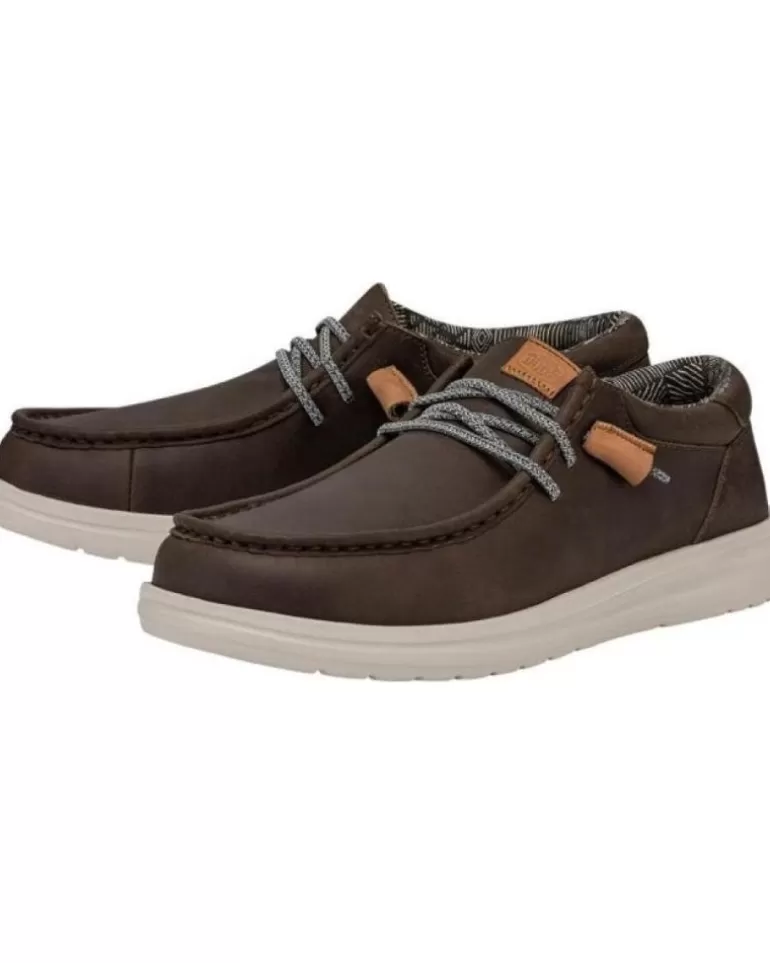 HEY DUDE Zapatos De Hombre Hd40175-030 Wally Grip Craft Leather Grey Best Sale