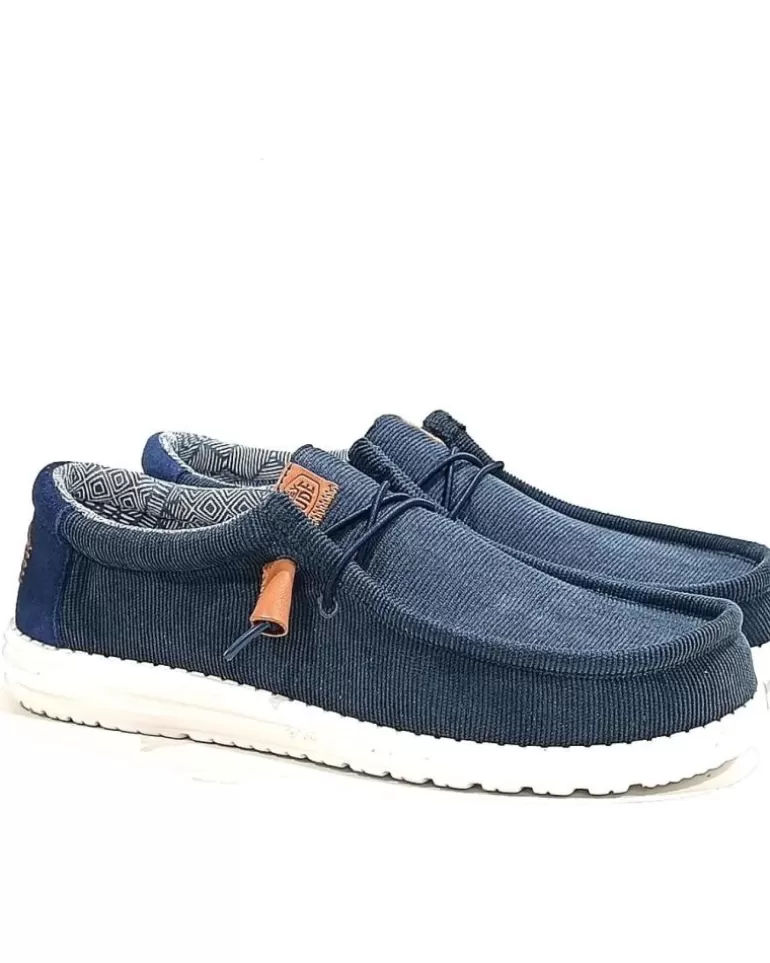 HEY DUDE Zapatos De Hombre Zapatilla De Lona Con Suela De Goma Navy Outlet