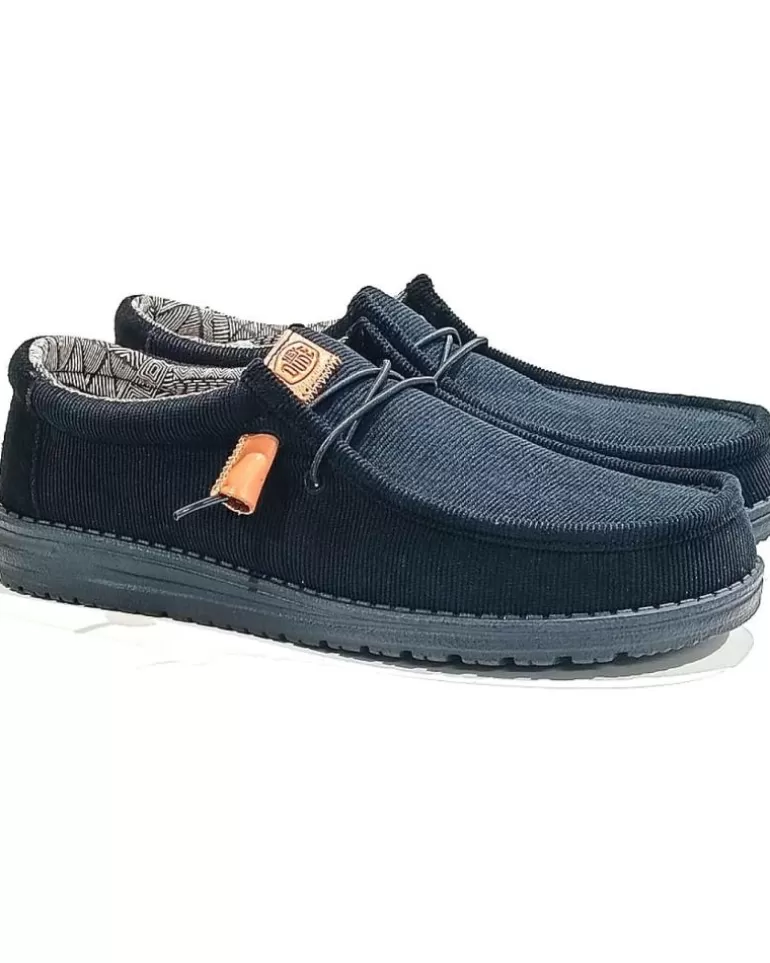 HEY DUDE Zapatos De Hombre Zapatilla De Lona Con Suela De Goma Negro Cheap