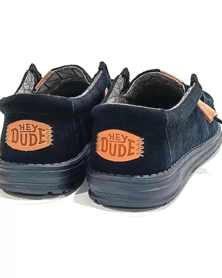 HEY DUDE Zapatos De Hombre Zapatilla De Lona Con Suela De Goma Negro Cheap